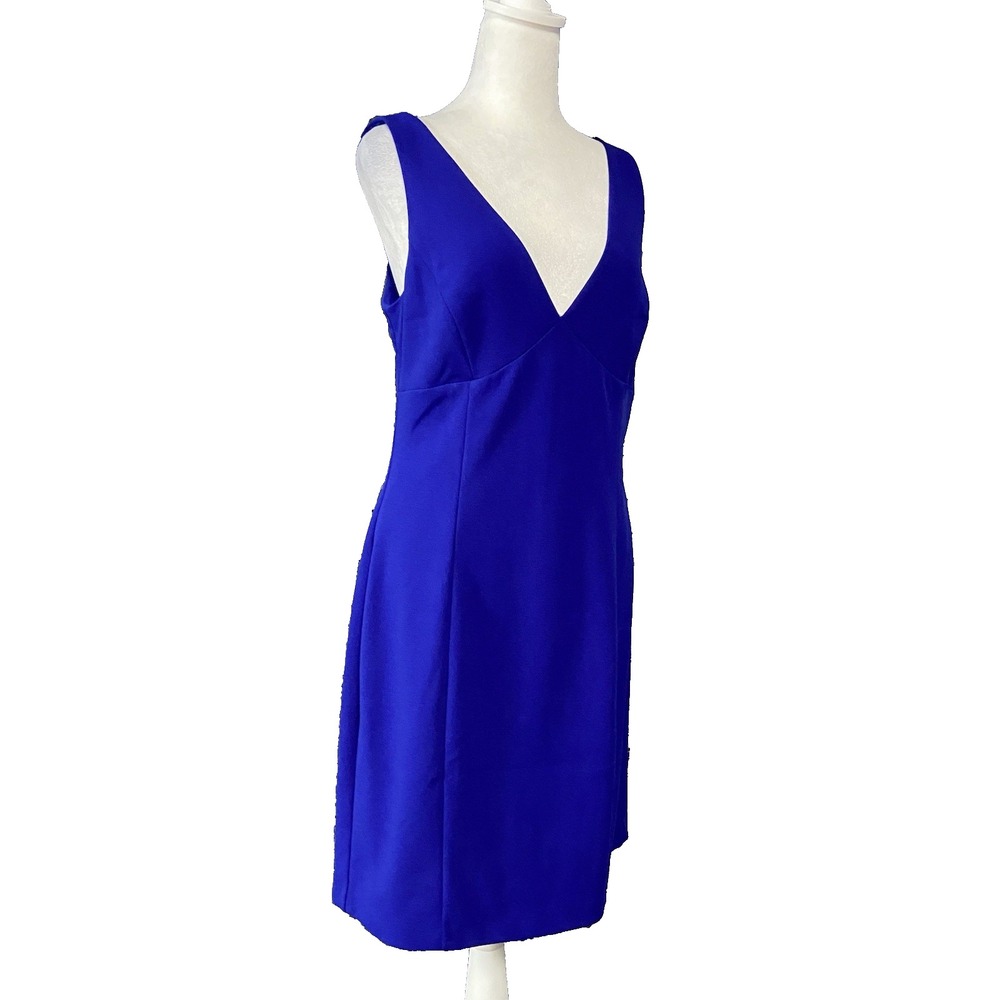 Vince Camuto Womens Dress Size Large Blue Bodycon Sheath Plunge Open Back
